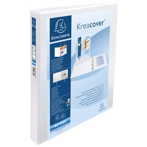 Raccoglitore personalizzabile Exacompta A4 maxi Kreacover® 4 anelli a D bianco 30 mm - 51942E